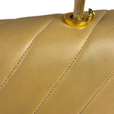 Chanel Vintage Beige Lambskin Chevron Coco Handle Flap Two-Way Bag 1991