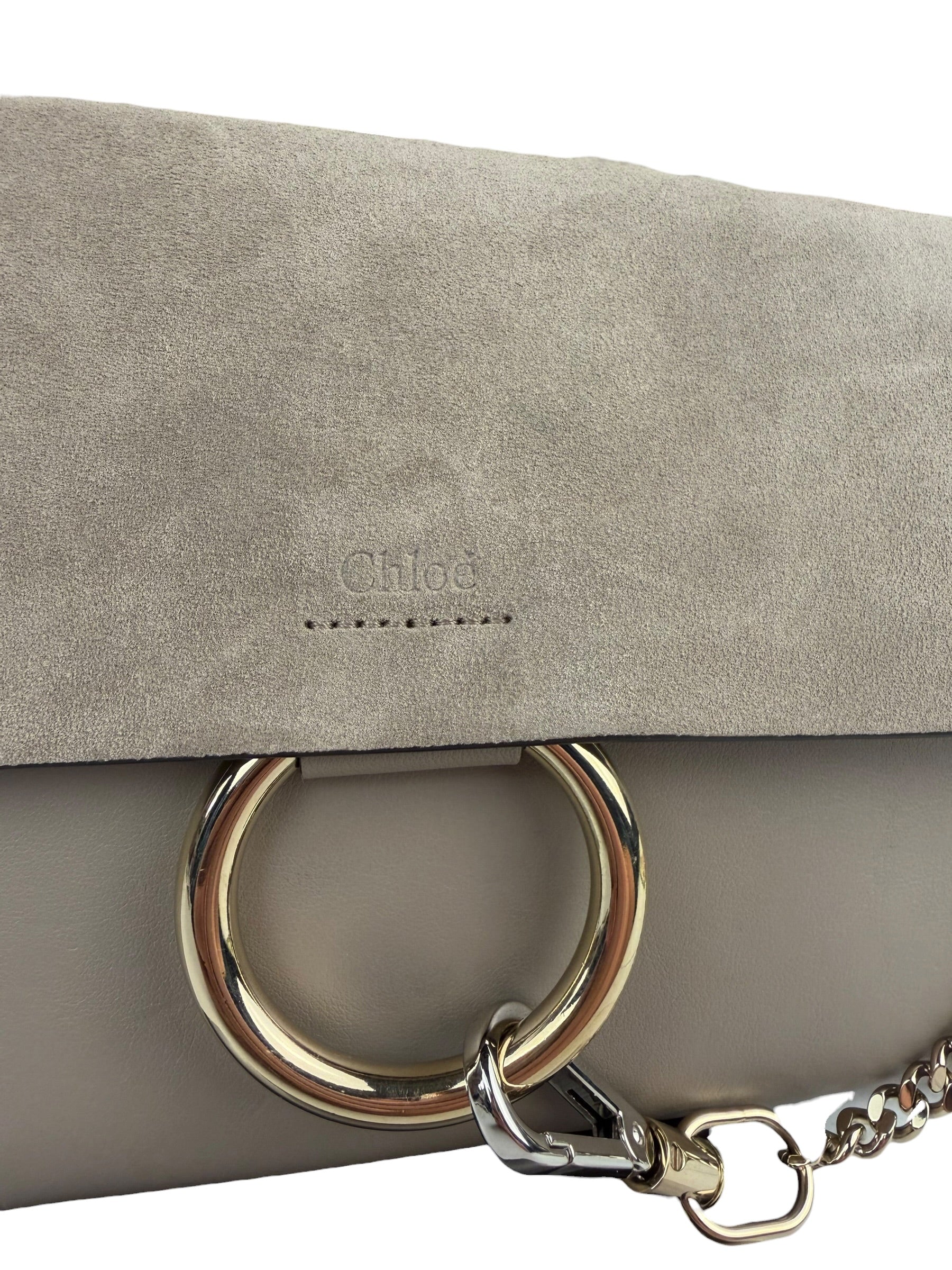 Chloe Grey Leather/Suede Faye Clutch