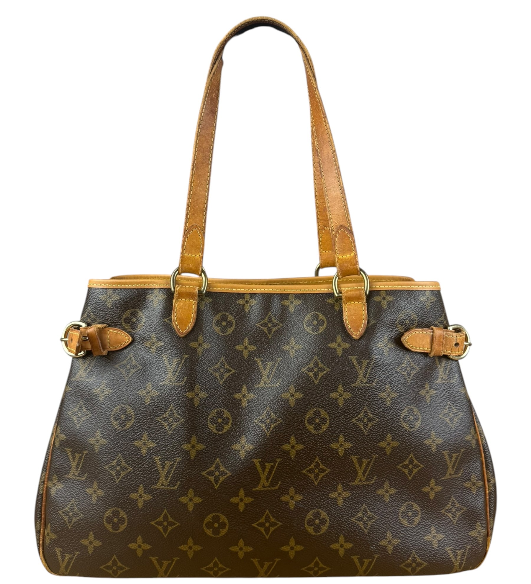 Louis Vuitton Leather Batignolles Horizontal Canvas Monogram Tote Bag