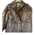 Vintage Hazel Brown Chevron Stripped Mink Fur Coat