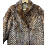 Vintage Hazel Brown Chevron Stripped Mink Fur Coat