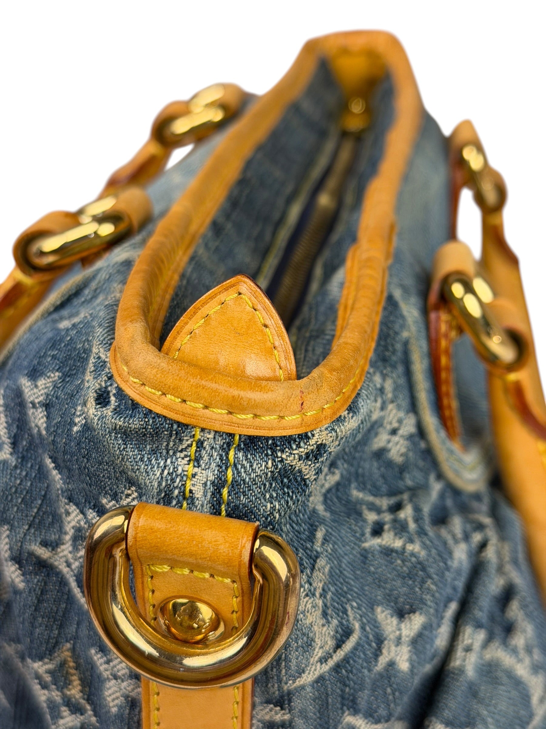 Louis Vuitton Denim/Leather Trim Monogram Neo Cabby Handbag