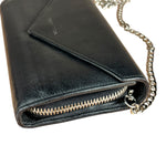 Balenciaga Black Leather Flap Wallet on Chain Bag