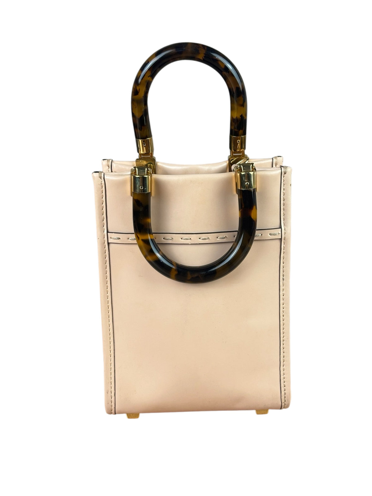 Fendi Light Peach Leather Nano Mini Sunshine Shopper Tote
