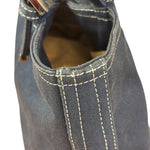 Fendi Vintage Navy Blue Leather Trim Mamma Baguette