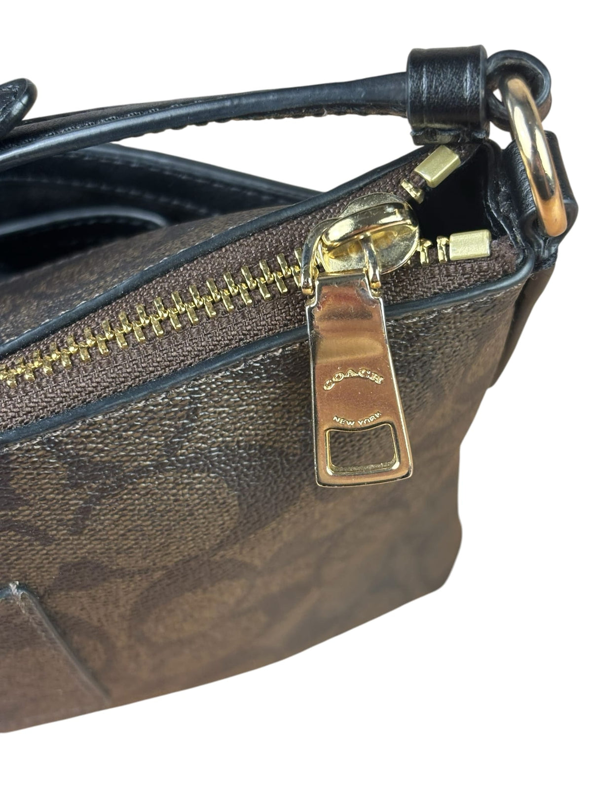 Coach Brown Leather Signature East-West Pop-Up Crossbody Bag