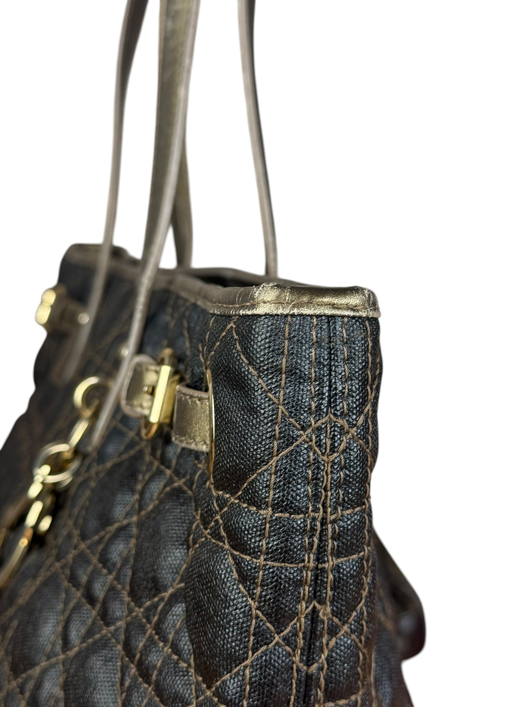 Christian Dior Cannage Quilted Panarea Tote Bag Black