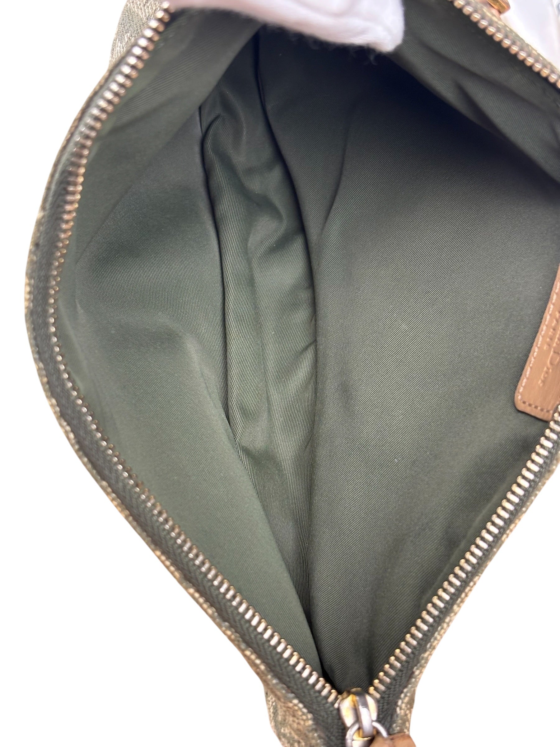 Christian Dior Vintage Olive Green Oblique Saddle Pochette