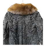 Vintage Brown Fox Fur Collar Persian Lamb Long Coat