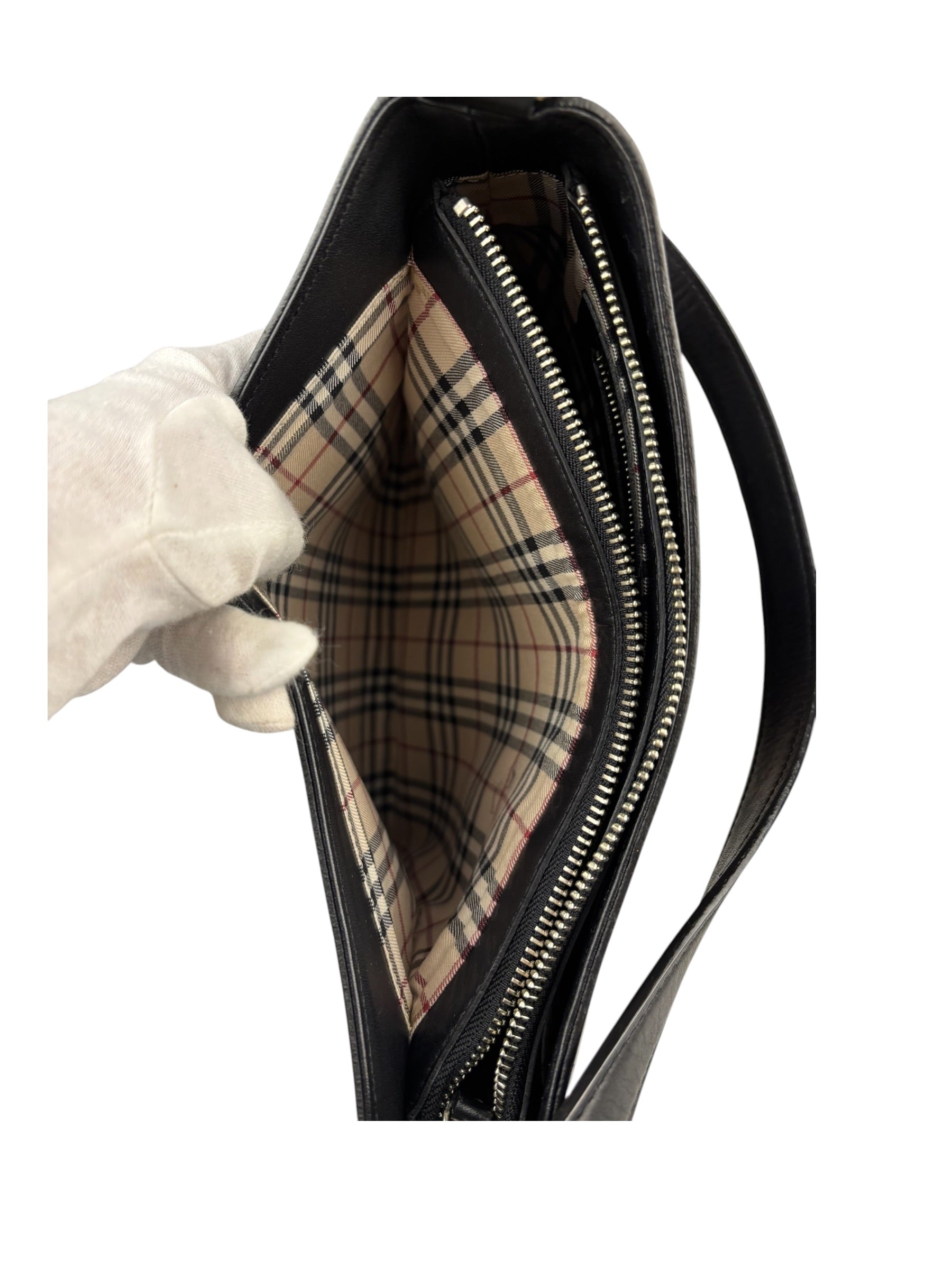 Burberry Black Leather Hobo Bag