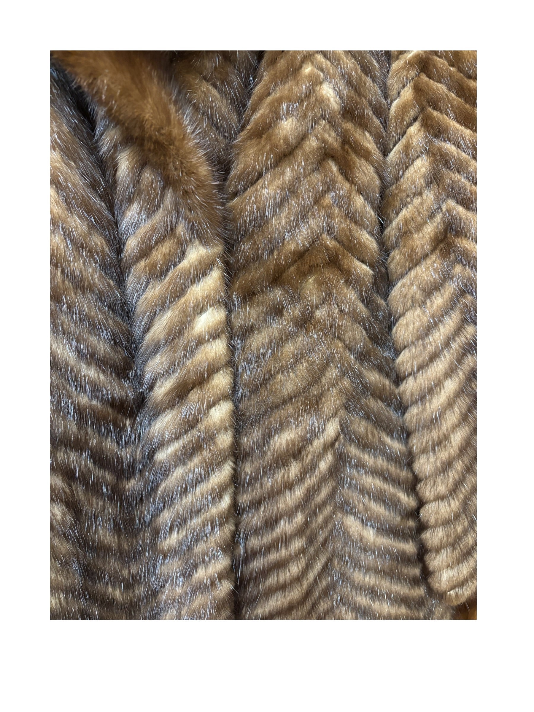 Vintage Hazel Brown Chevron Stripped Mink Fur Coat