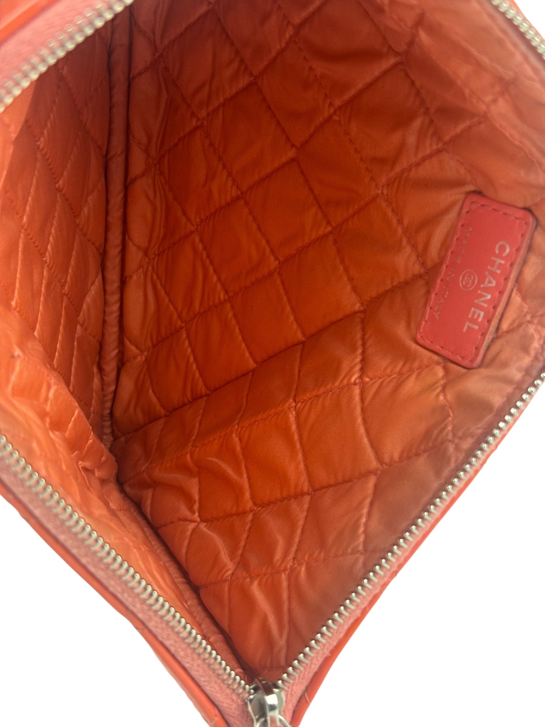 Chanel Orange Hue Quilted Patent Leather Clutch 2012