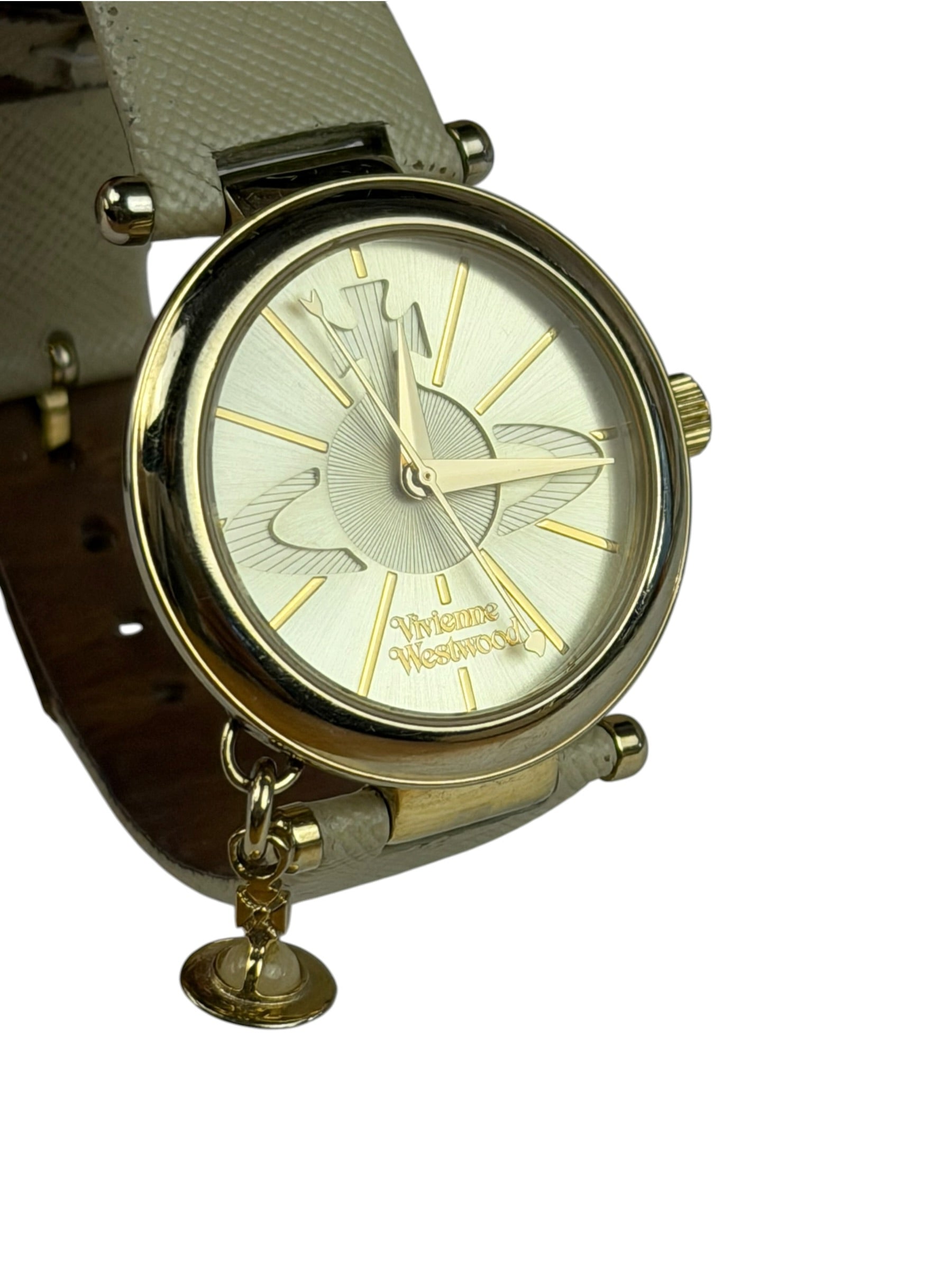 Vivienne Westwood White Leather Round Face Watch