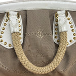 Prada Beige Vitello Trimmed Canapa Bag