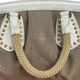 Prada Beige Vitello Trimmed Canapa Bag