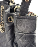 Chanel Navy Blue Leather Drawstring Bucket Two-Way Bag 2018