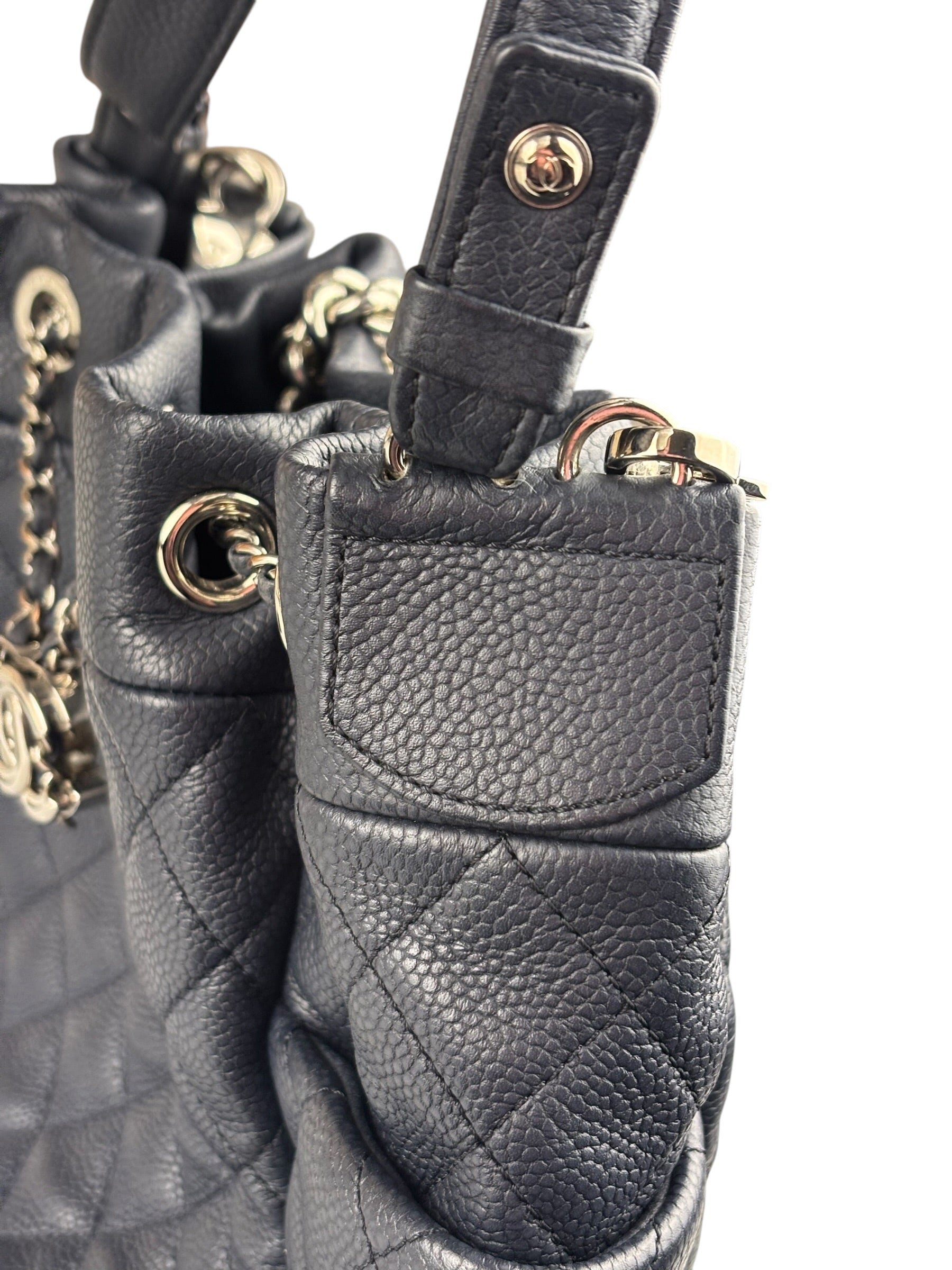 Chanel Navy Blue Leather Drawstring Bucket Two-Way Bag 2018