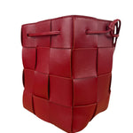 Bottega Veneta Red Leather Cassestte Maxi Intrecciato Bucket Bag