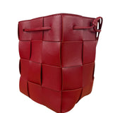 Bottega Veneta Red Leather Cassestte Maxi Intrecciato Bucket Bag