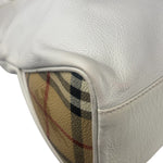 Burberry White Leather Bamboo Cinch Tote