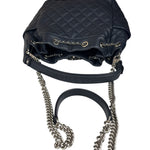 Chanel Navy Blue Leather Drawstring Bucket Two-Way Bag 2018