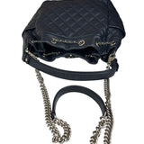 Chanel Navy Blue Leather Drawstring Bucket Two-Way Bag 2018