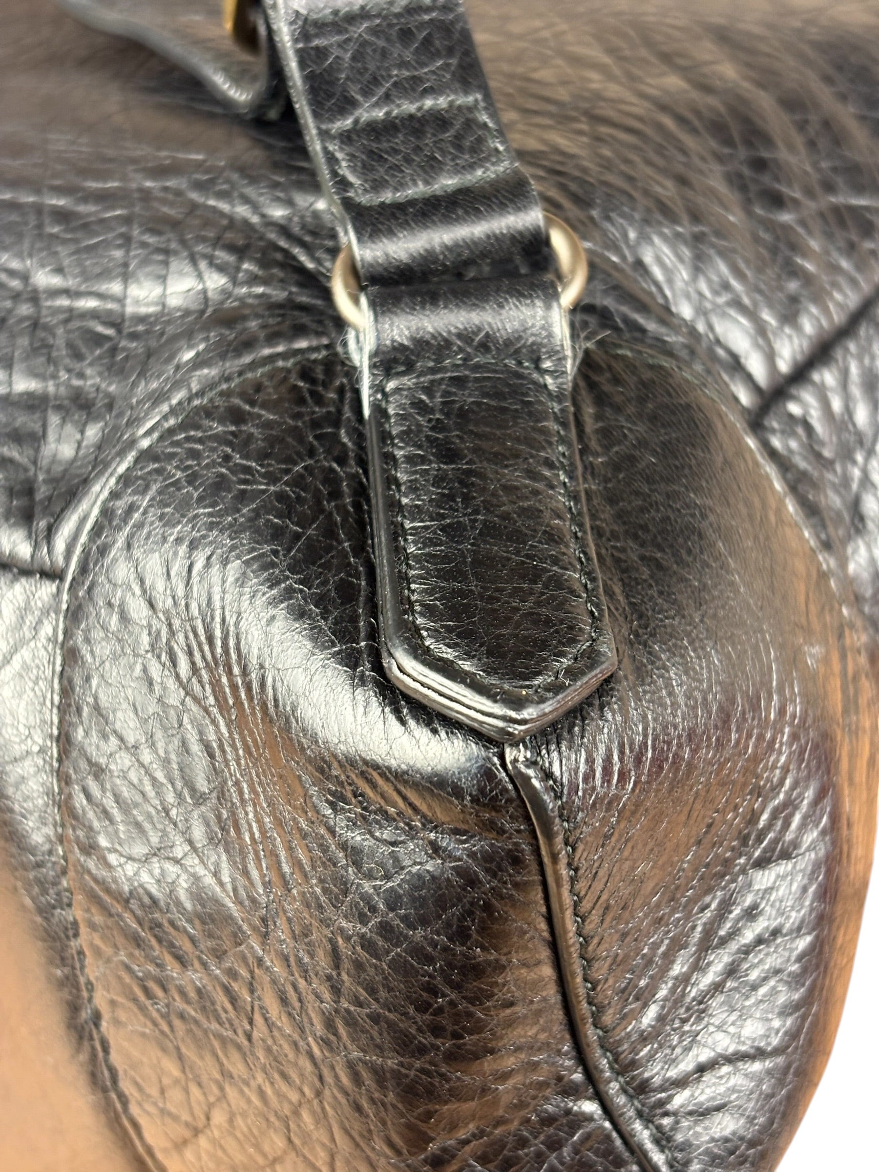 Balenciga Black Leather Classic Traveler Backpack