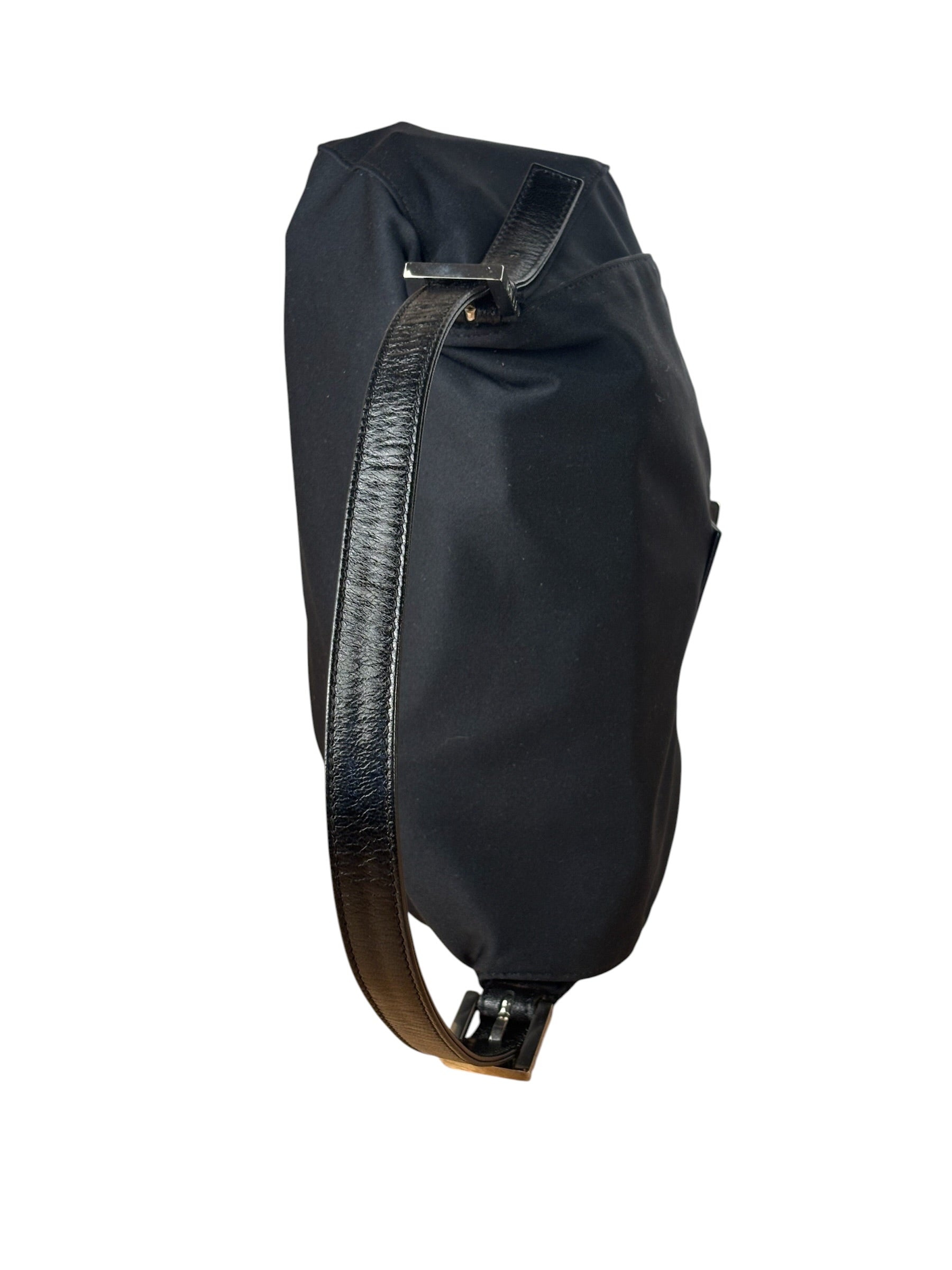Fendi Black Leather Trim Mamma Baguette