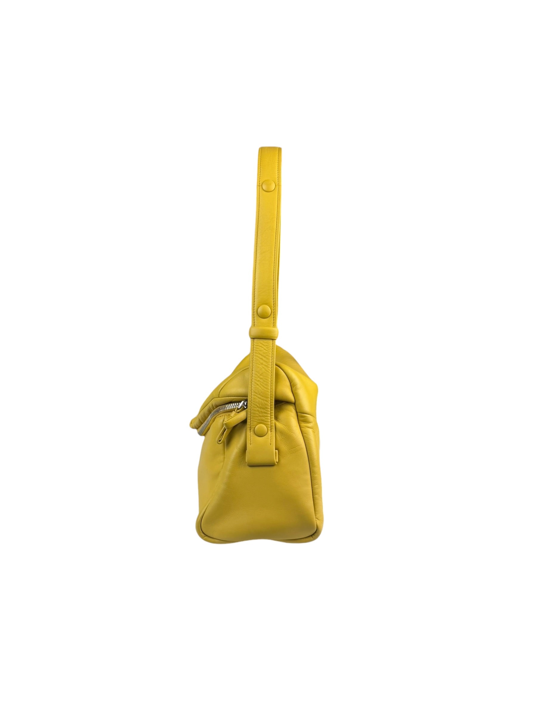 Prada Yellow Leather Padded Nappa Signaux Shoulder Bag