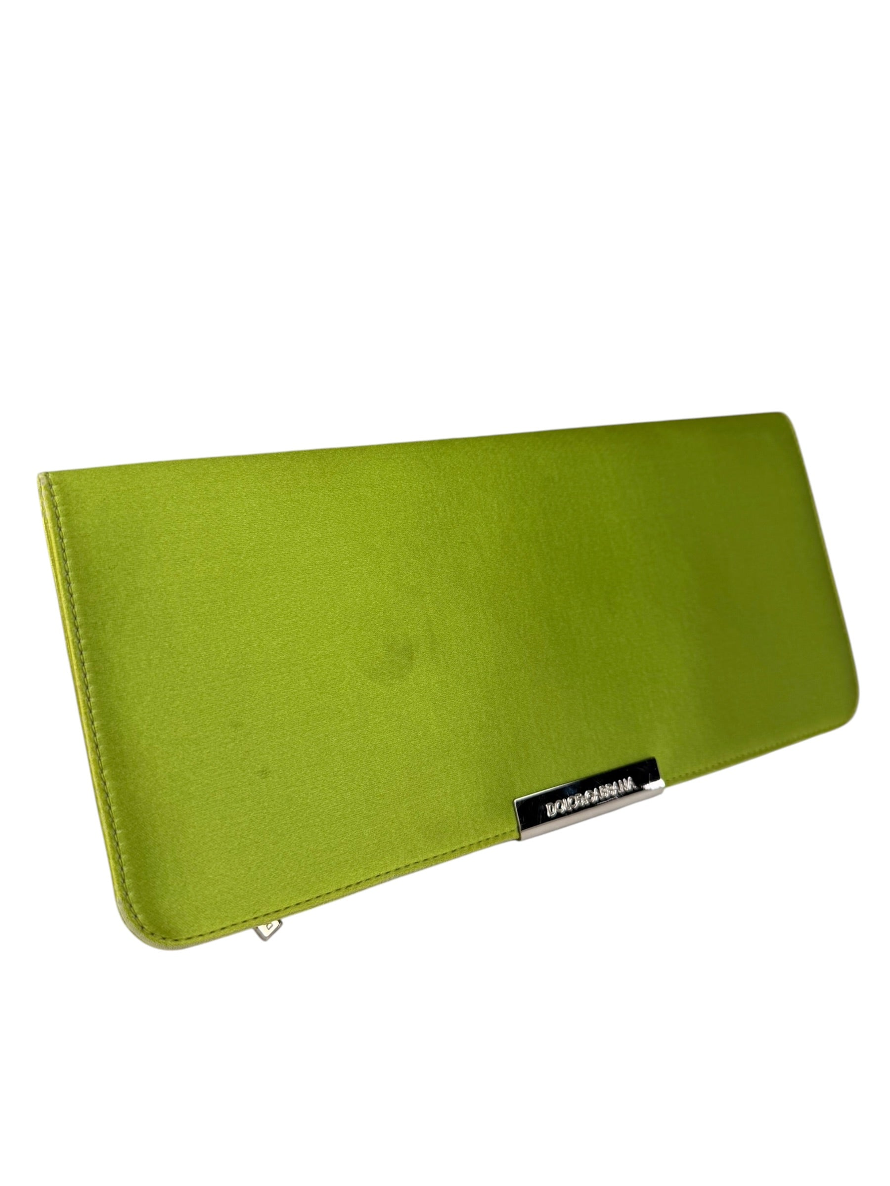 Dolce & Gabbana Lime Green Satin Clutch