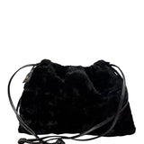 Fendi Black Faux Fur/Leather Trim Pouch