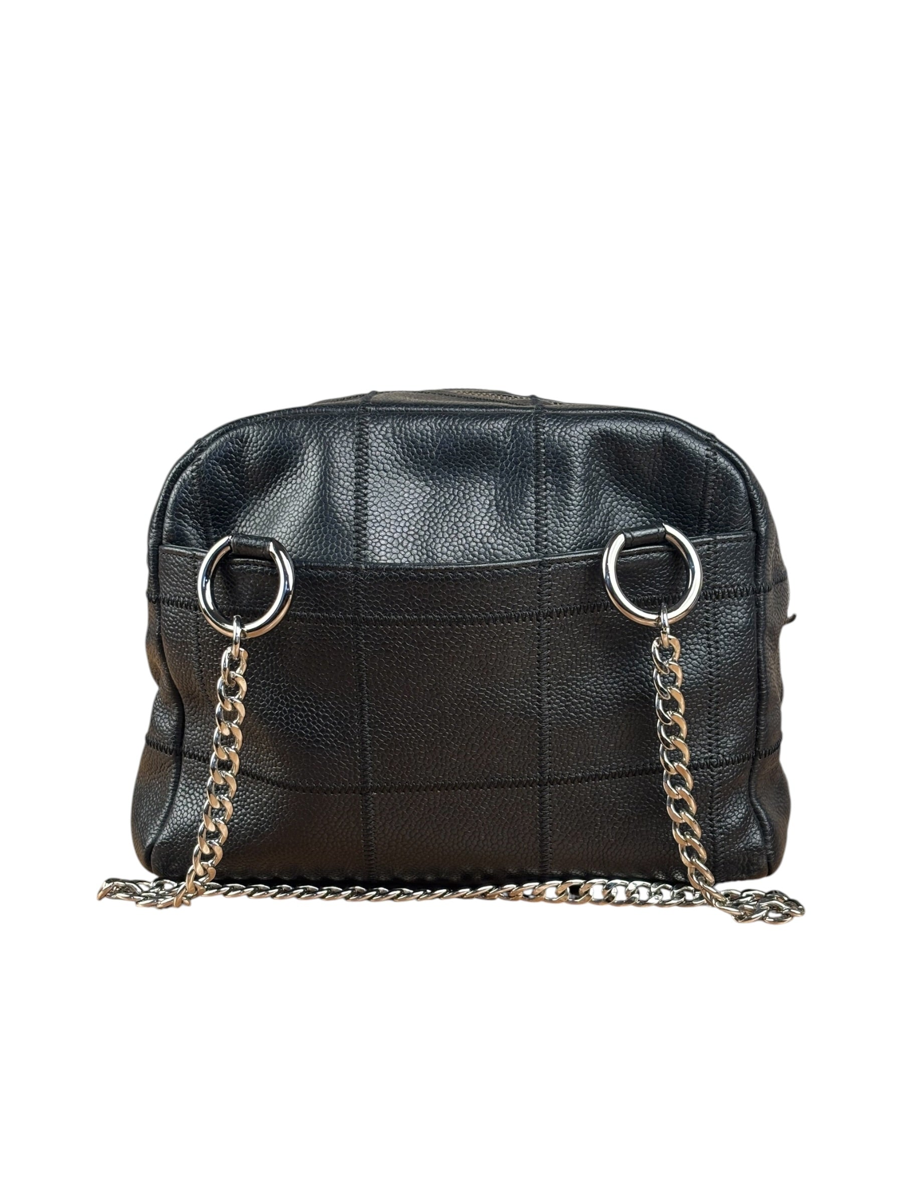 Chanel Black Leather Chocolate Bar Square-Stitched Bowler Shoulder Bag 2005