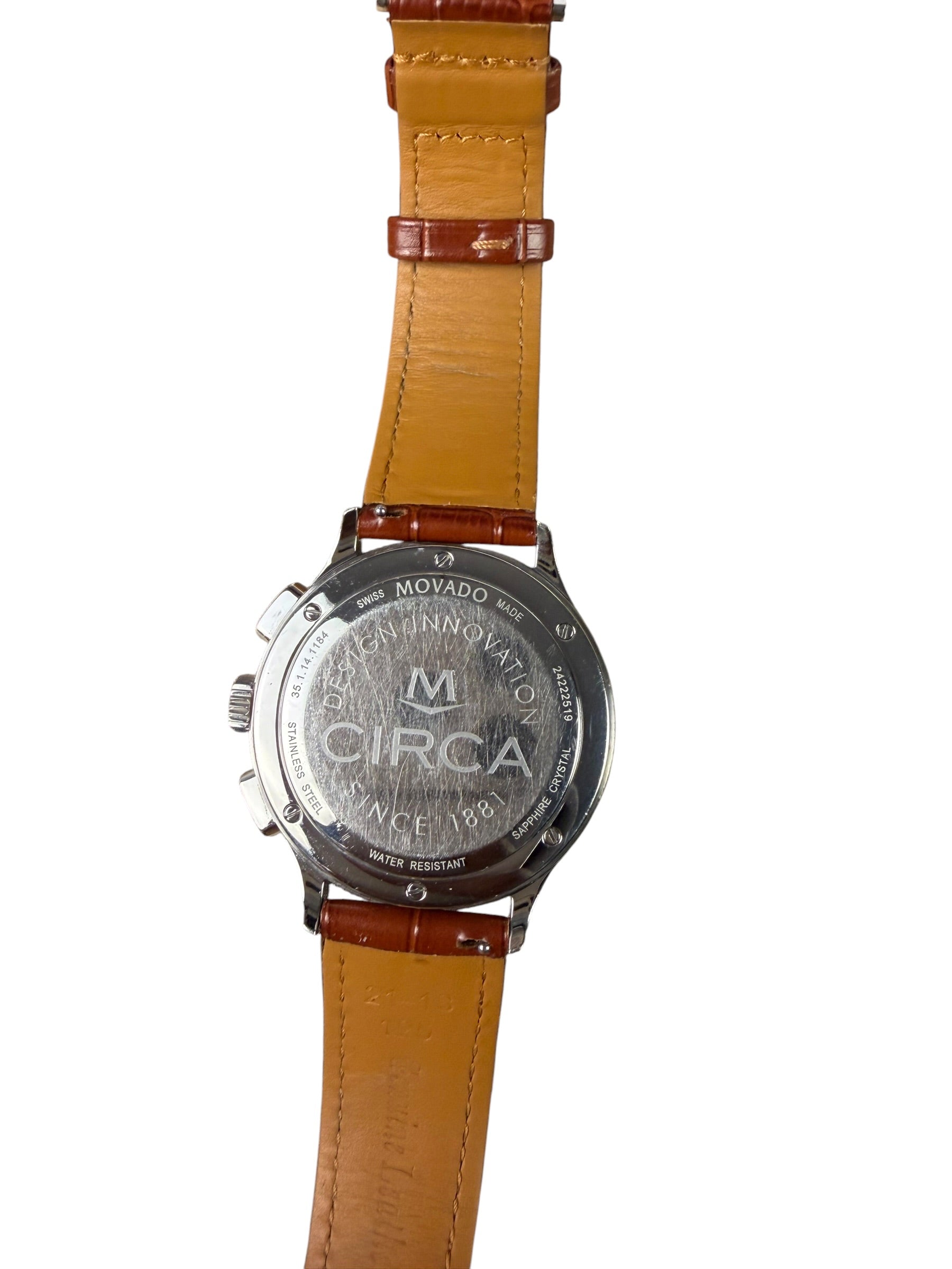 Movado Circa Chronograph White Dial Leather Strap