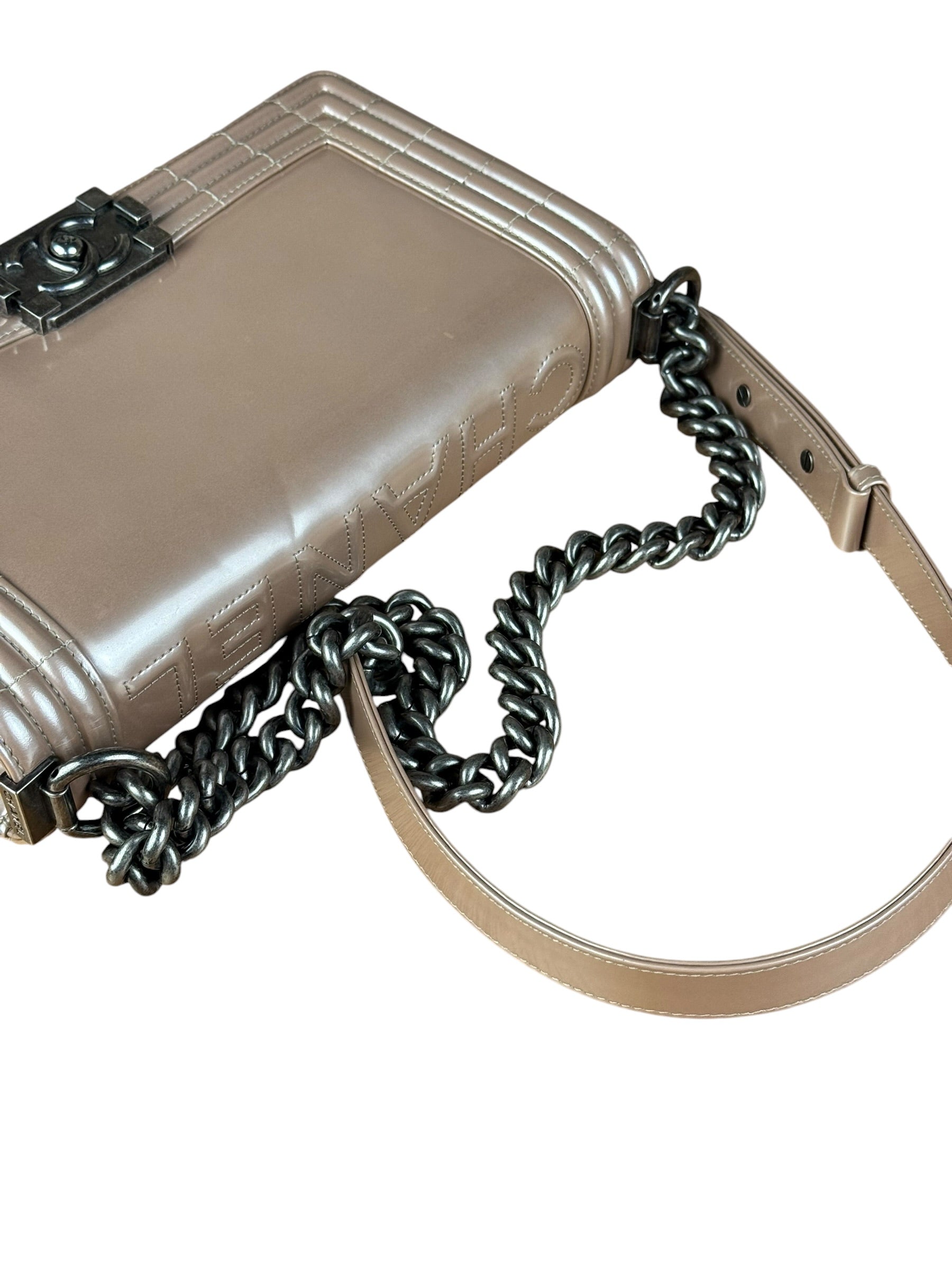 Chanel Pink Glazed Calfskin M Boy Bag 2012