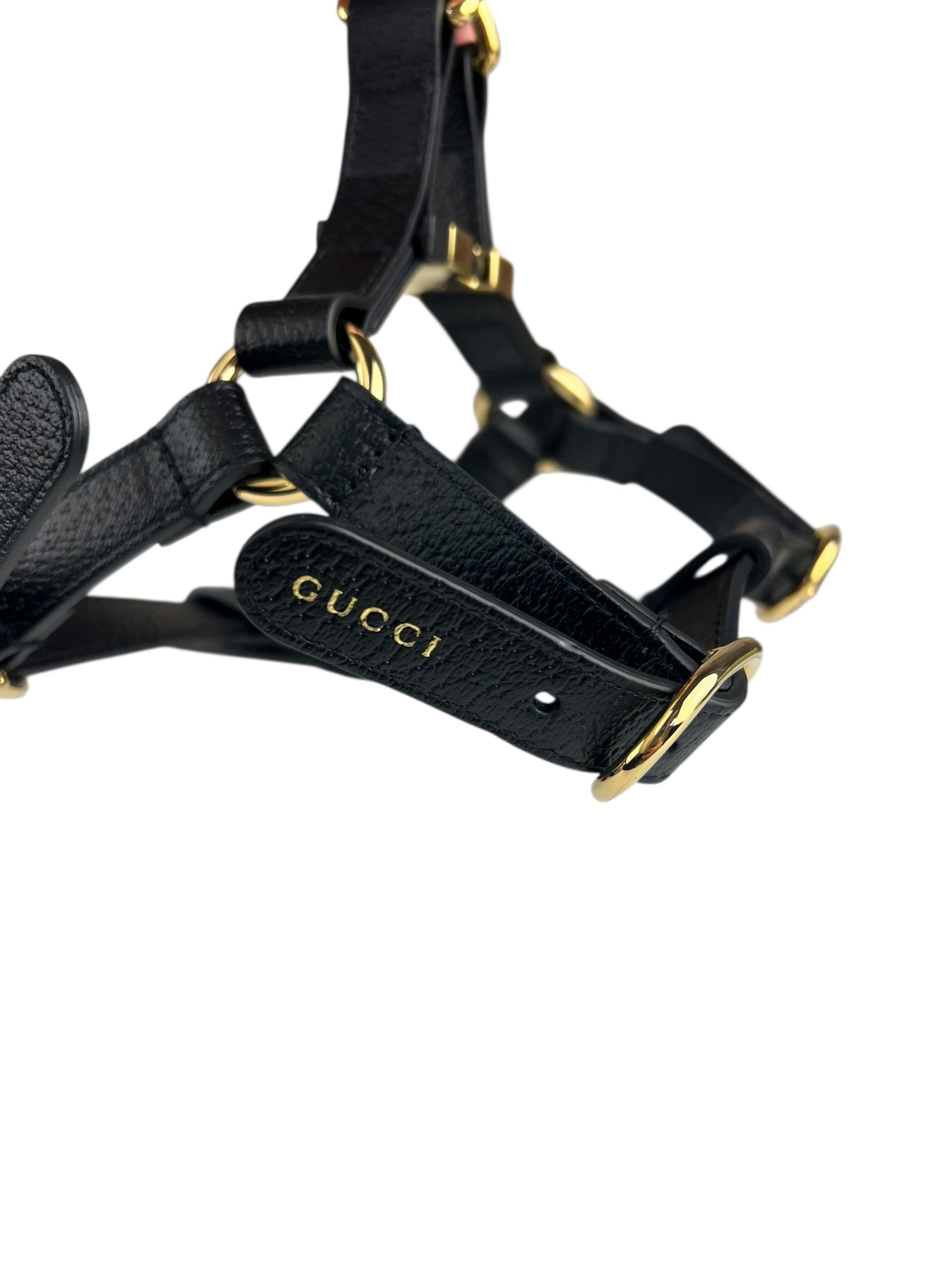 Gucci Black Leather Dog Harness