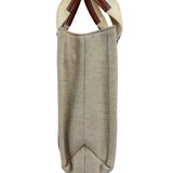 Chloe Brown Leather Trim/Linen Canvas Woody Small Tote