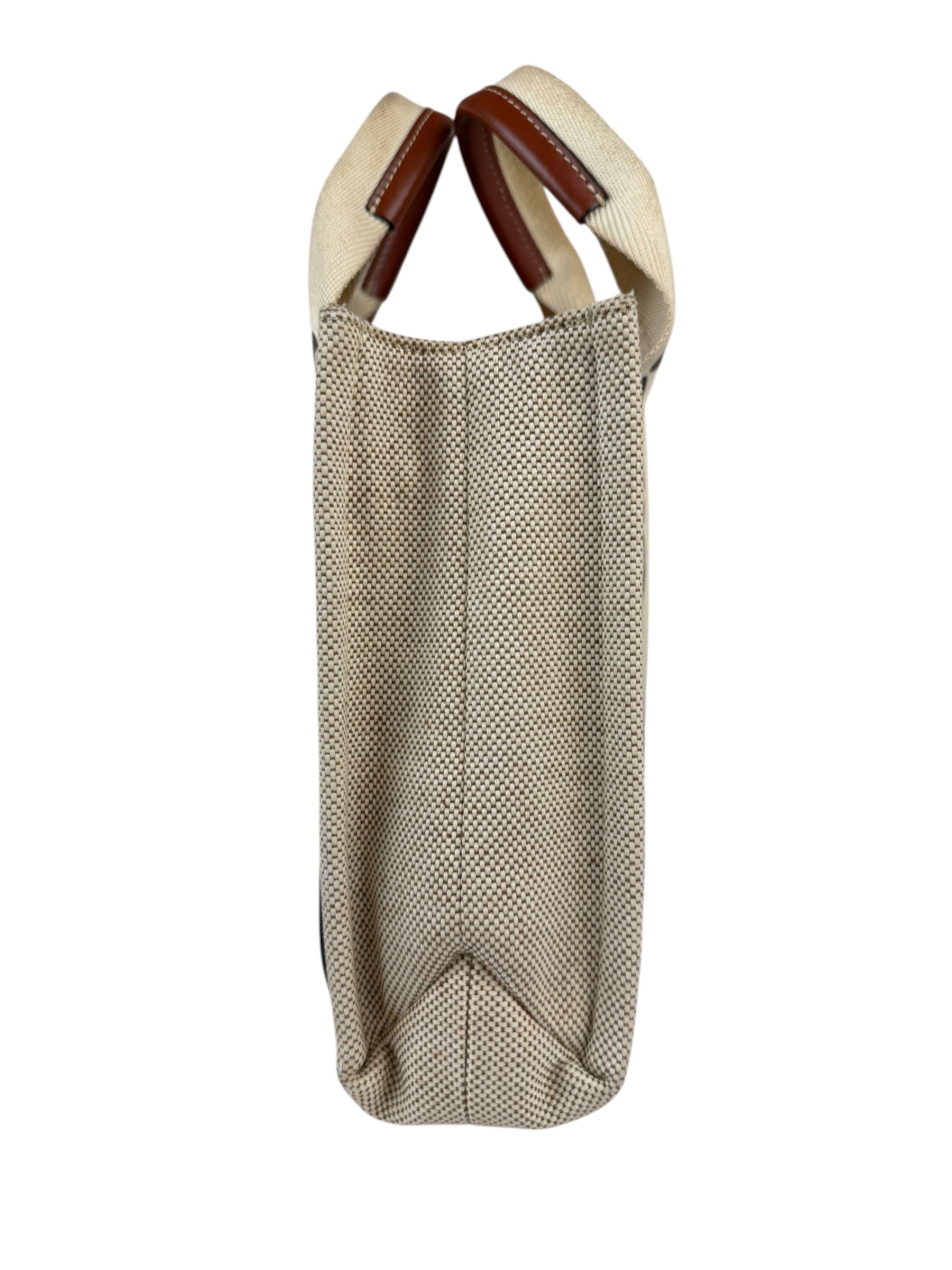 Chloe Brown Leather Trim/Linen Canvas Woody Small Tote