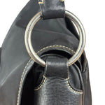 Damaged Prada Vintage Black Tessuto Nylon Leather Trim Saddle Flap Shoulder Bag