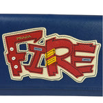 Prada Blue Saffiano Leather Fire Flap Wallet On Chain