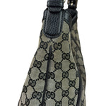 Gucci Black Leather Trim GG Supreme Hobo Bag