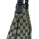 Gucci Black Leather Trim GG Supreme Hobo Bag