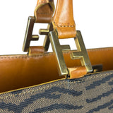 Fendi Vintage Brown Tiger Print Canvas Tote Bag
