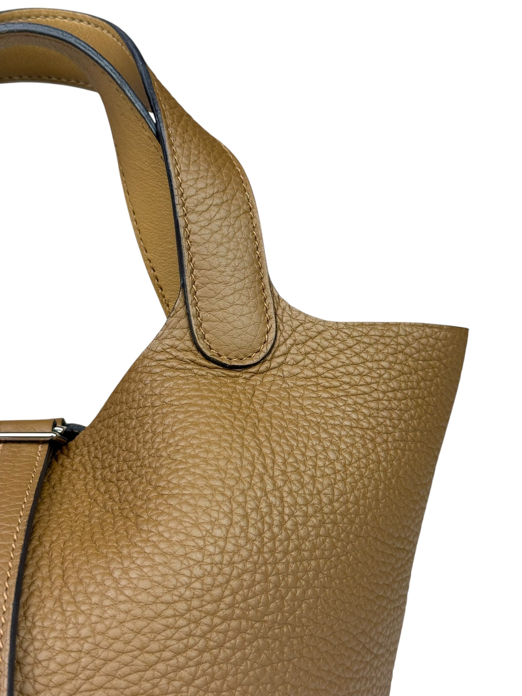 Hermes Brown Taurillon Clemence Leather Picotin 18 Lock Handbag 2021