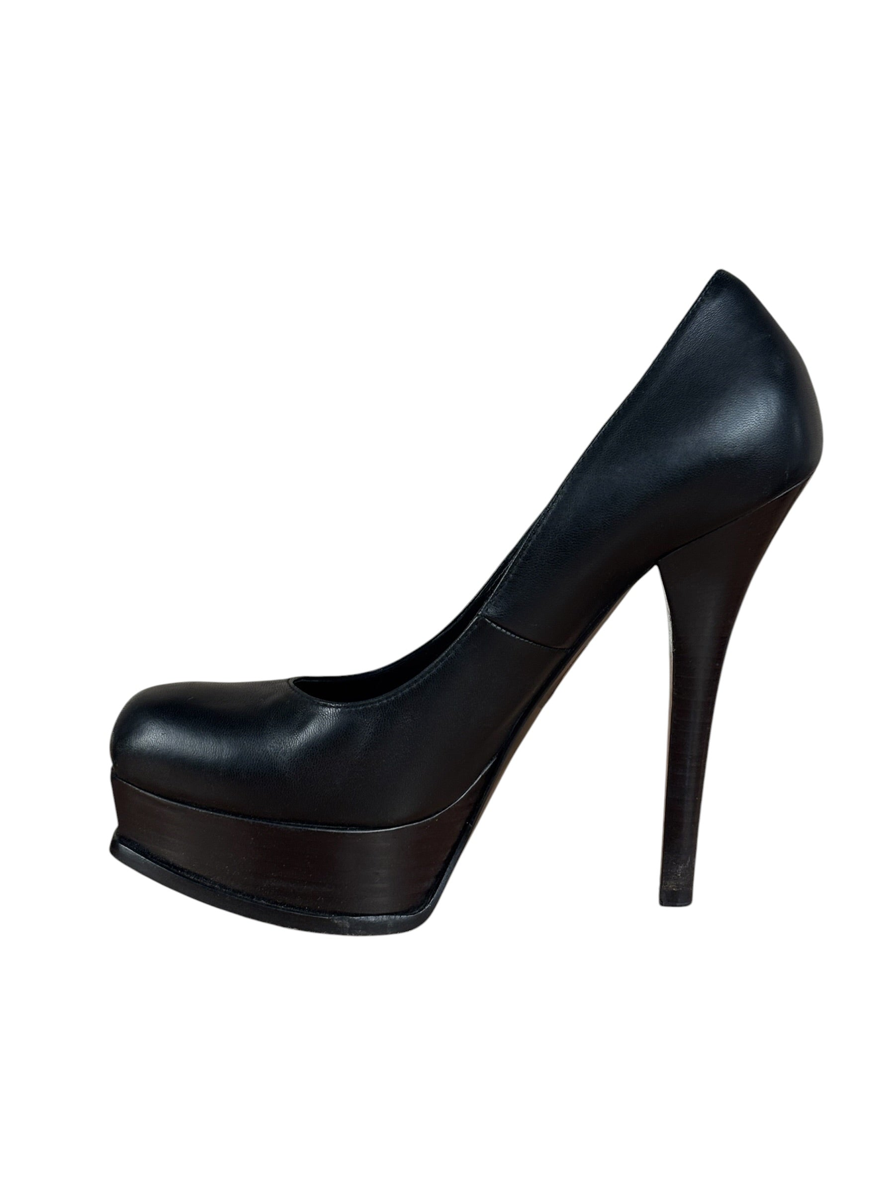 Fendi Black nappa Leather Platform Pumps Fendista Heels