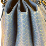 Bottega Veneta Blue Leather Small Nappa Intercciato Roma Satchel