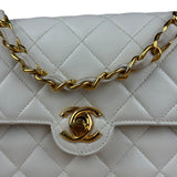 Chanel White Calfskin Square Mini Flap 1994