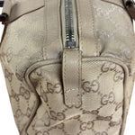 Gucci GG Beige Leather Trim Guccissima Small Boston Bag