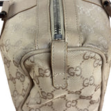 Gucci GG Beige Leather Trim Guccissima Small Boston Bag