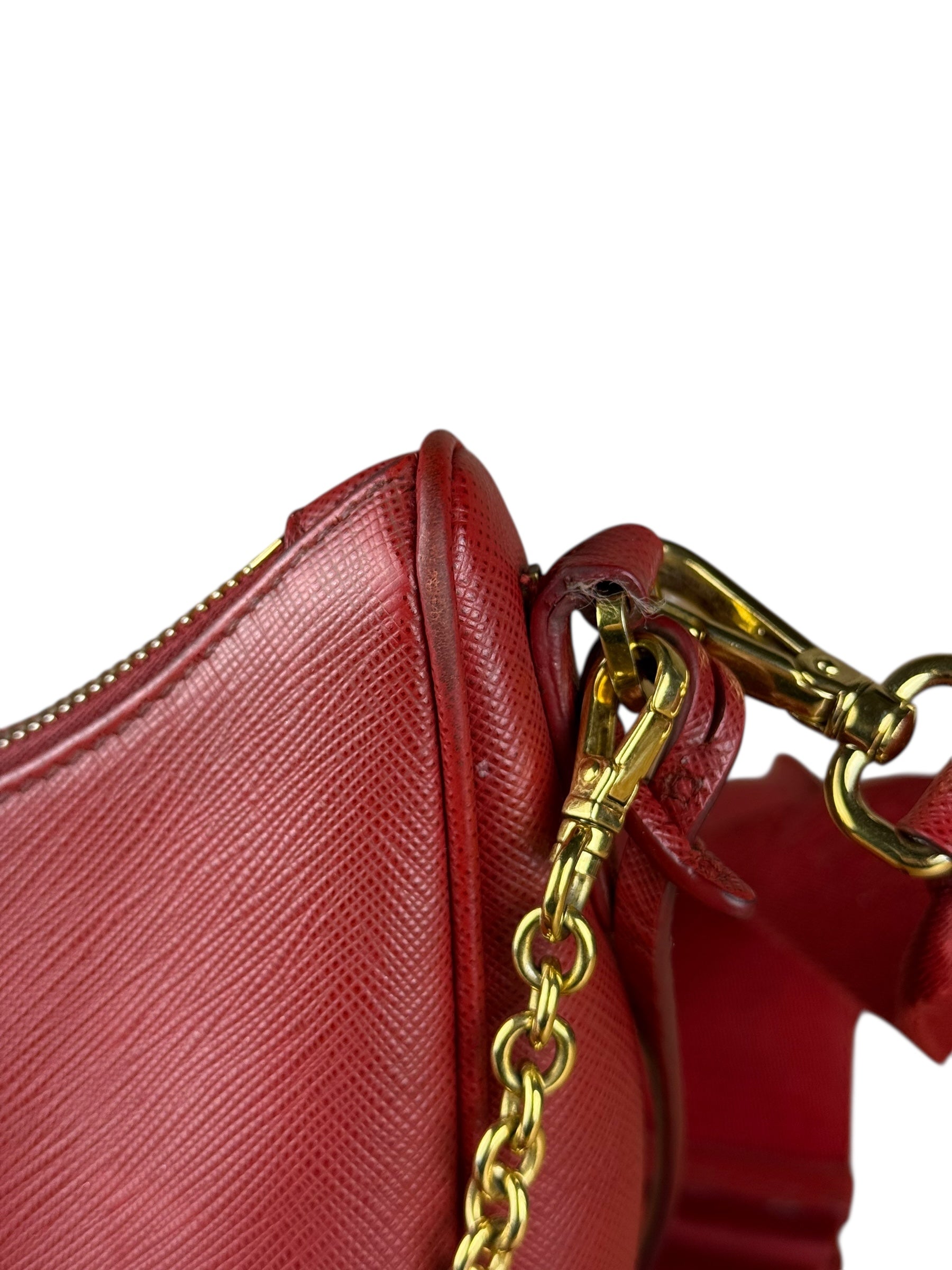 Prada Re-Edition Saffiano Leather Shoulder Bag Red