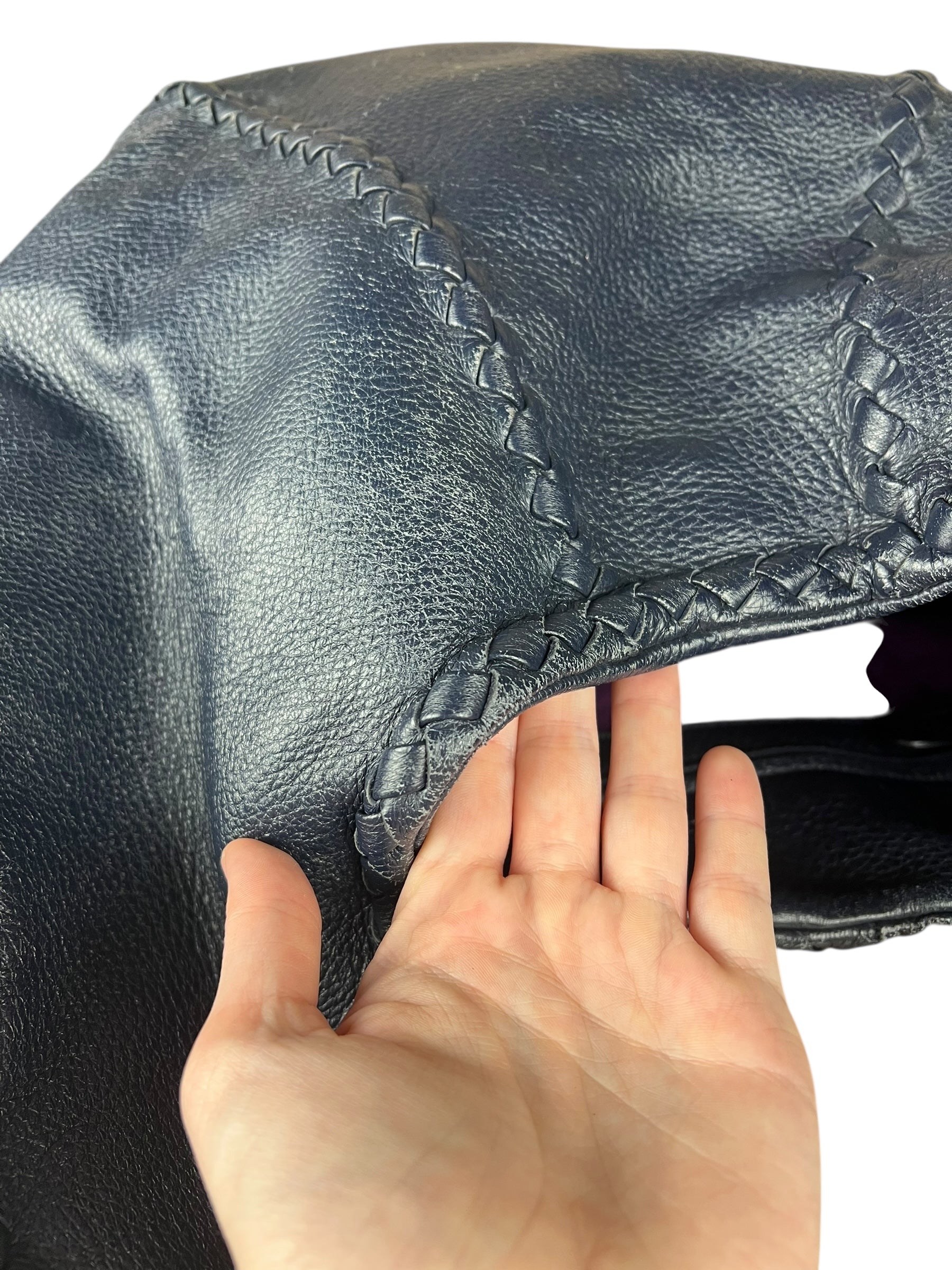 Bottega Veneta Blue Intrecciato Hobo Shoulder Bag